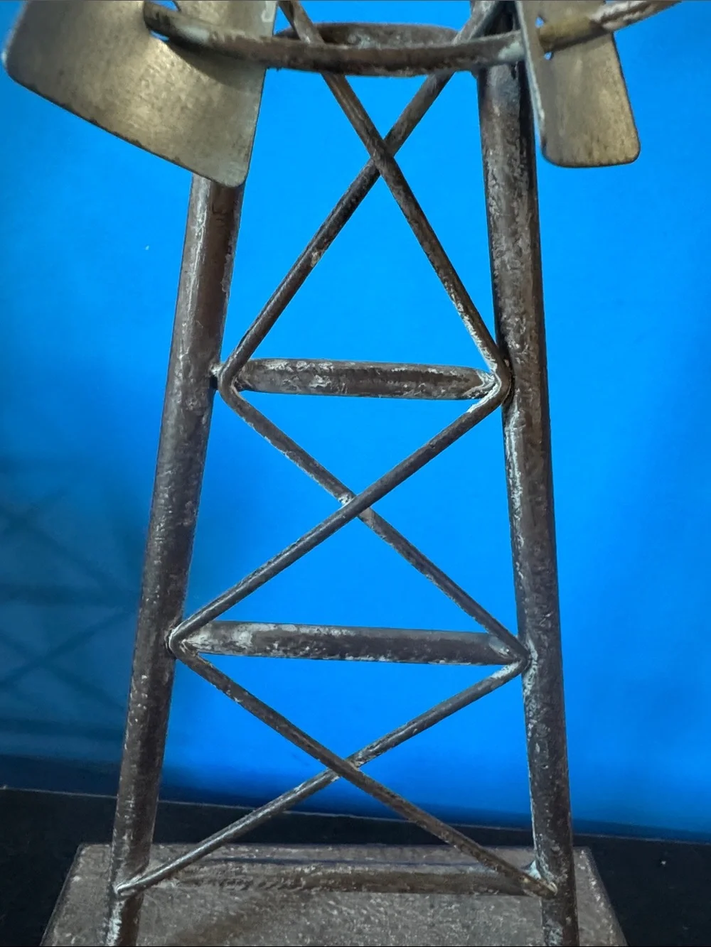 Metal rustic windmill farmhouse table decor piece, featuring a galvanized finish - Picture 5 of 6
